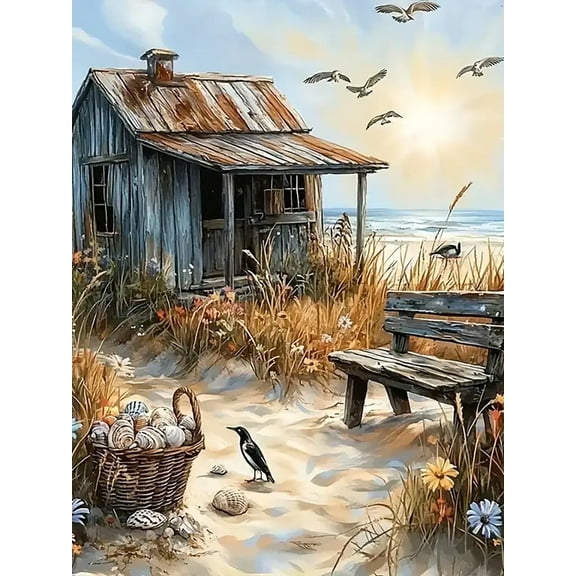 CSZPPQAF 5D DIY Diamond Art Kits for Adults,Log Cabin Full Round Drill Diamond Dots Art,Home Wall Decor 11.8x15.8in.