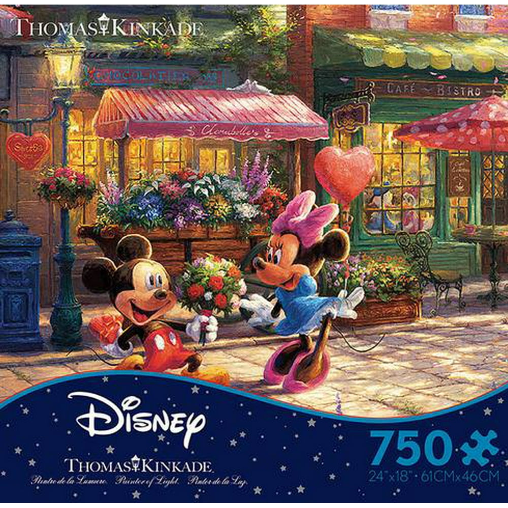 Ceaco Thomas Kinkade The Disney Collection Mickey/Minnie Sweetheart Cafe 750 Piece