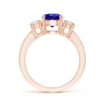 thumbnail image 2 of ANGARA Natural Classic Three Stone 1.45 ct Tanzanite and Diamond Ring in 14K Rose Gold for Women (Size-7mm) | December Birthstone, Anniversary, Jewelry Gift for Women | Natural Tanzanite Ring, 2 of 10
