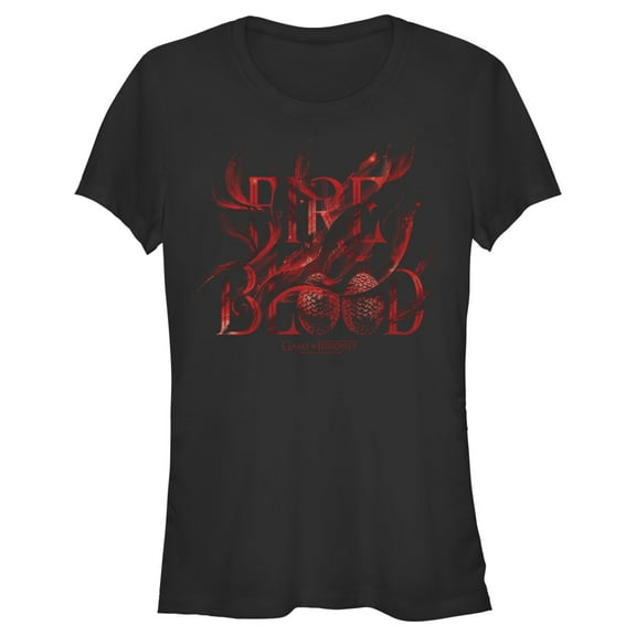 Junior's Game of Thrones Fire and Blood  Graphic Tee Black Small