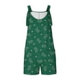 thumbnail image 4 of Women Summer Romper Casual Fashion Heart Print Tank Top Short Jumpsuit with Pocket Zip Back Tie Knot Front Loose Outfits, Green, S, 4 of 6