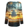 thumbnail image 4 of jobturf Halloween Shirts for Women Pumpkin Printed Cute Long Sleeve T Shirts Novelty Ghost Graphic Tops Fall Tee Fashion Festival Gift, 4 of 5