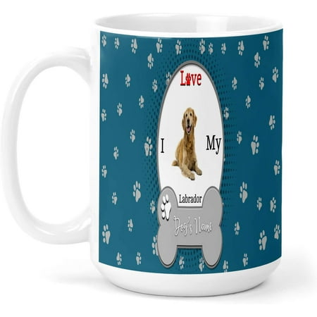 

Athenstics Ceramic 15oz Mug Personalized Custom Name I Love My Dog Labrador