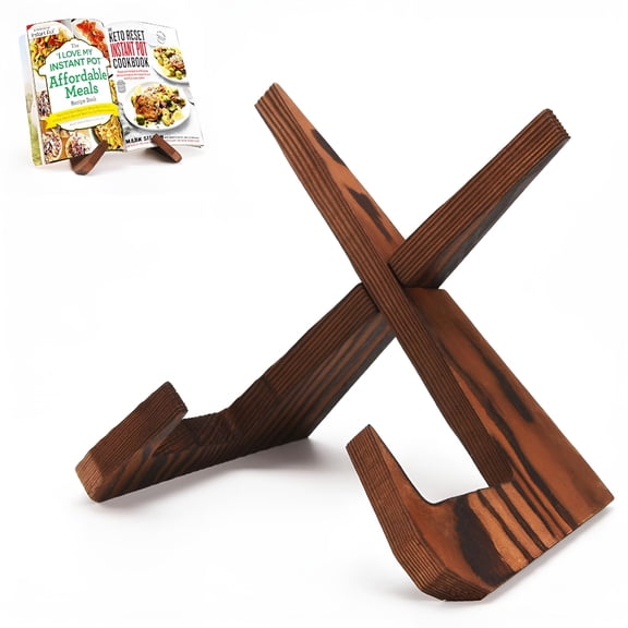 XIBUFE Cookbook Stand Rustic Brown,Natural Wood Grain Surface,Detachable for Compact Storage,Decorative Table Top Easel Ideal for Kitchen Counter Use,Holds Cookbooks,Plates & Photos