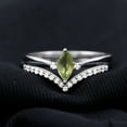 thumbnail image 3 of Rosec Jewels Peridot Diamond Wedding Bridal Ring Set - Marquise Engagement Ring with Enhancer - AAA Grade - With Jewelry Box, 925 Sterling Silver, US 3.50, 3 of 8