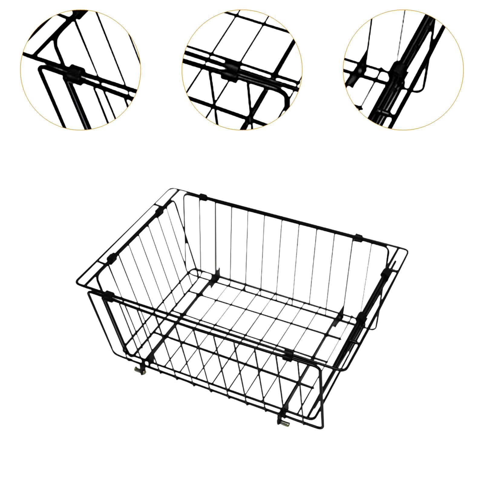 MAGIDEAL Wire Folding Basket Camping Storage Basket for Hiking Picnic Outside Camping Black
