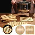 thumbnail image 3 of Tiitstoy 6.6" Bamboo Trivet, Hot Pad Trivet Wooden Heat Resistant Mat for Hot Dishes, Bowls, Plates, Pots and Pans, Tabletop Protection, 3 of 6