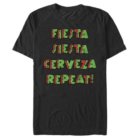 Men's Lost Gods Fiesta Siesta Cerveza Repeat! Graphic Tee Black 2X Large