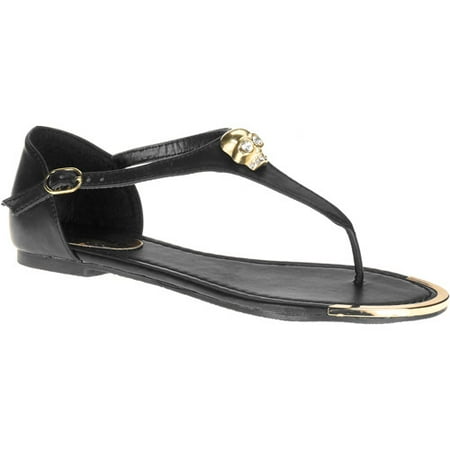 Women's Skull Detail Thong Flat Sandal