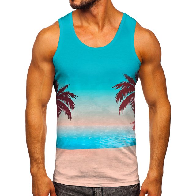 Ketyyh-chn99 Débardeur pour Homme 2024 Été Chandails d'Entraînement T-Shirt à Manches Courtes Col Rond pour Homme et Grand Homme Bleu,P