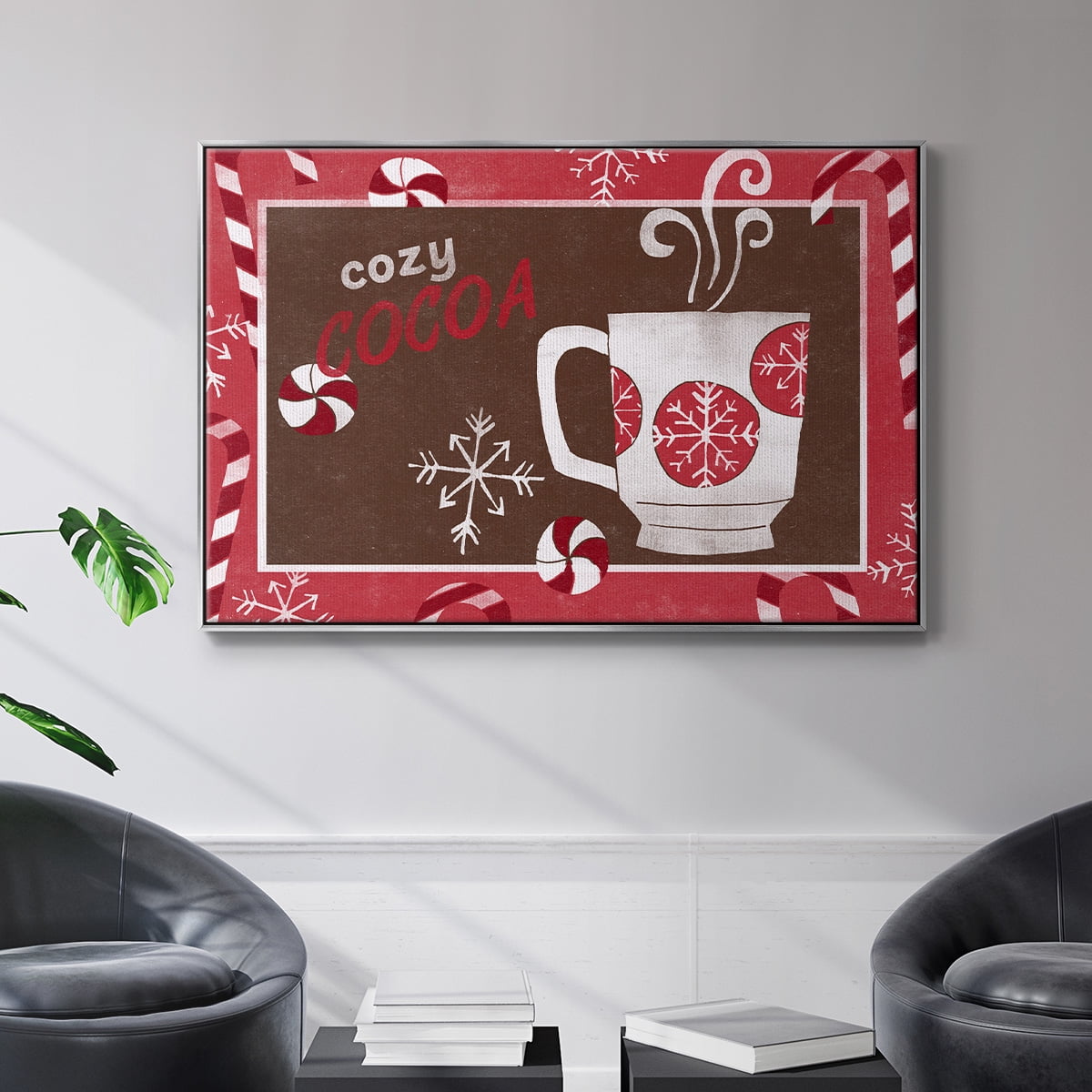 Cozy Cocoa Christmas Collection A - Framed Gallery Wrapped Holiday Canvas - 17 x 25 - Silver Frame