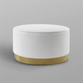 thumbnail image 4 of Posh Living Suchada Faux Leather Round Cocktail Ottoman in White/Gold, 4 of 7