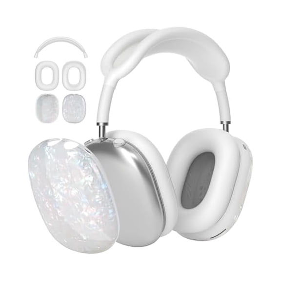 Eryueer Case Cover compatible with AirPods Max Headphones, TPU Ear Cups Case/Ear Pads/Headband Silicone Cover Compatible with Apple AirPod Max Accessories Protector (Colorful Pearl Shell)