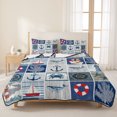68x98in Quilt Bedding Set, Nautical Anchor Swim Rings Compass ...