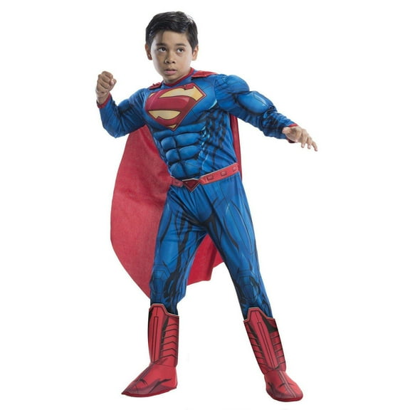 DC Comics Superheroes Superman Deluxe Muscle Chest Costume for Kids by Rubies, Boys Small