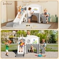 thumbnail image 6 of 10-in-1 Toddler Slide Playset for 1-3 Years Old, Indoor Outdoor Playground Equipment with Golf Set, Basketball Hoop, Climbing Frame, Drawing Board, Steering Wheel, 6 of 7