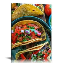 PRATYUS  Kitchen Canvas Wall Art Colorful Mexican Food Picture Photo Prints for Dining Decor Modern Still Life Vegetables Fruit Painting Restaurant Decor Artwork Ready to Hang 12x16 in