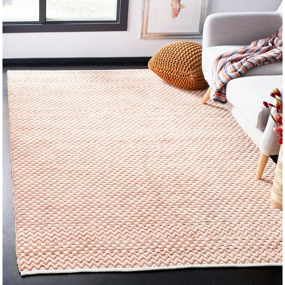 SAFAVIEH Boston Peter Geometric Cotton Area Rug, Orange, 4' x 6'