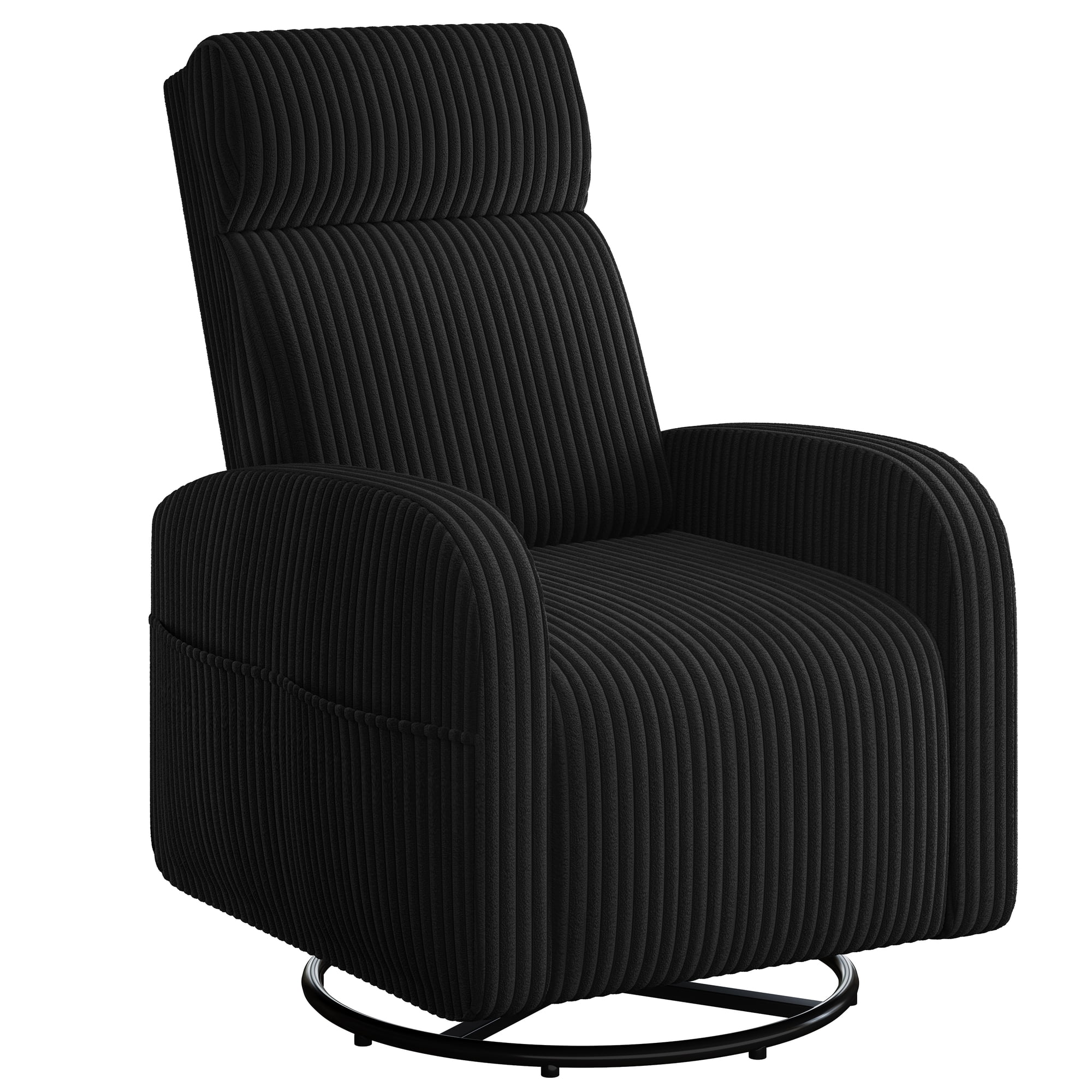 Renwick Corduroy Swivel Glider Chair Rocking Chair for Living Room, Black