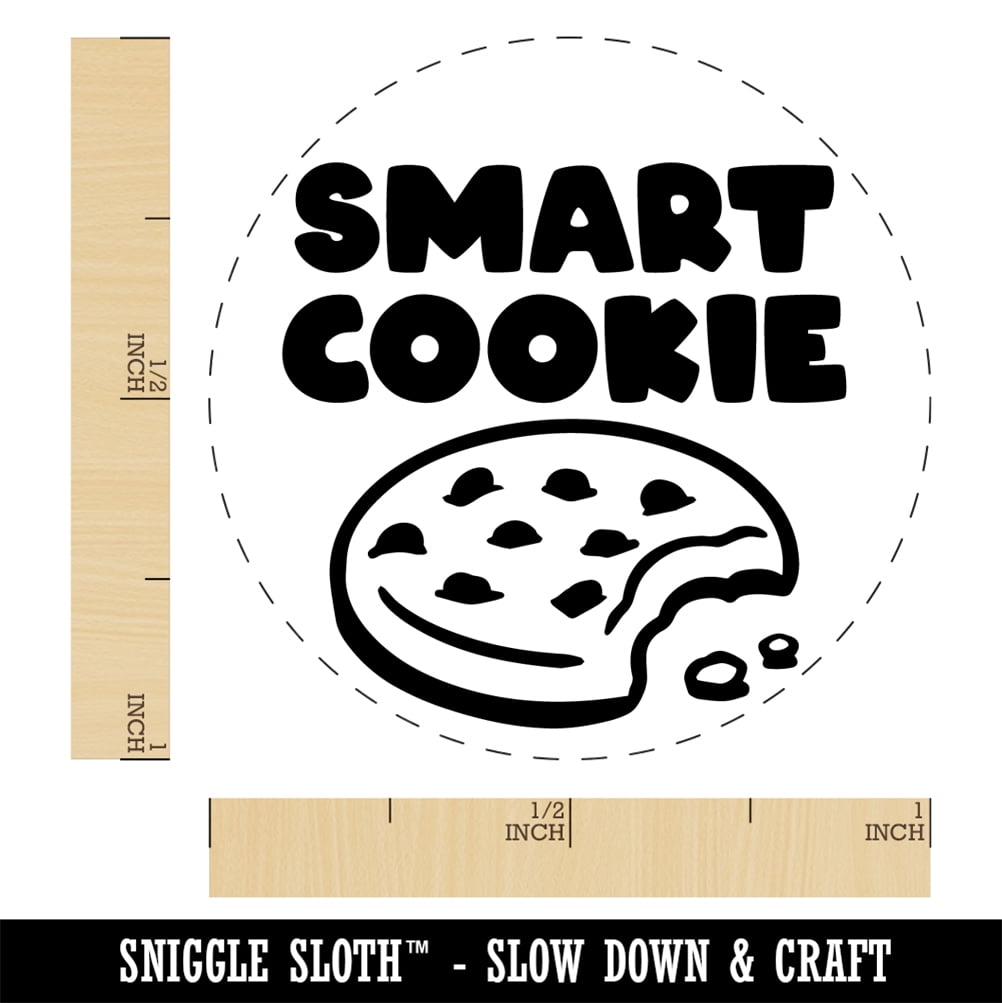 Smart Cookie Chocolate Chip Teacher Student Self-Inking Rubber Stamp Ink Stamper - Purple Ink - Medium 1 Inch