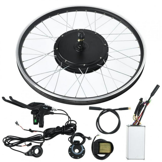 Wchiuoe E-bike Conversion Kit, 26 Inch Wheel 48V 500W KT-LCD5 Display Instrument Electric Bicycle Wheel Kit Mountain Bike Powerful Controller Set With High Power Motor, Waterproof Line