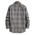 thumbnail image 3 of Men's Regular Fit Plaid Flannel Shirts Button Down Shirts Long Sleeve Cuffed Shirts  Lightweight Fall Jackets Gray S, 3 of 5