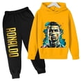 thumbnail image 3 of Conjunto de sudadera con capucha para niños con estampado de Ronaldo 2024, pantalones con capucha de vellón de otoño e invierno, ropa deportiva informal de dos piezas para niños, 3 of 5