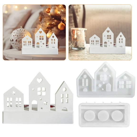 Clearance Epoxy silicone mold under $5,Silicone Moulds Casting Moulds Houses 3D Silicone Mould House Silicone Mould Candle Holder Silicone Mould Christmas Casting Moulds Silicone Casting Mould