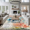 thumbnail image 4 of Coastal Octopus Washable Living Room Rugs 6'x9', Ocean Coral Seaweed Low Pile Throw Large Area Rug Non-Slip Sturdy Edge Binding Carpet for Dining Room Kitchen Office, 4 of 9