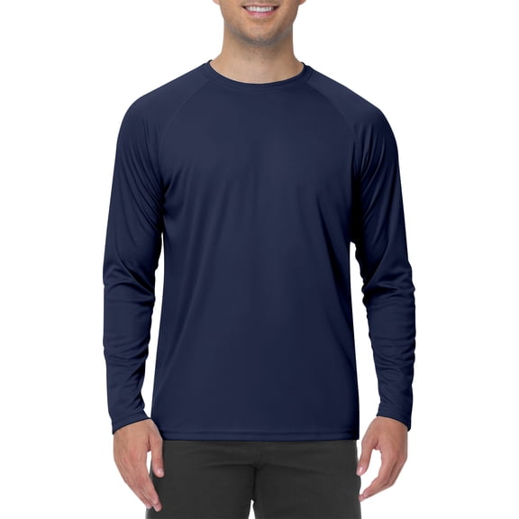 Men's Sun Protection Shirt UPF 50 Sun Protection Long Sleeve Shirts UV Spf Performance Athletic Fishing Swimming Lightweight Shirts Crew Neck Quick Dry T-Shirts Rash Guards,Navy XL
