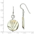 thumbnail image 2 of 925 Sterling Silver Zebra Print Mother of Pearl Disc Earrings; for Adults and Teens; for Women and Men, 2 of 2