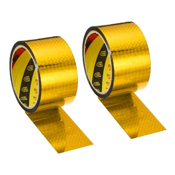 Uxcell 50mmx30m Prism Tape Holographic Reflective Self Adhesive Decor, Gold 2 Pack