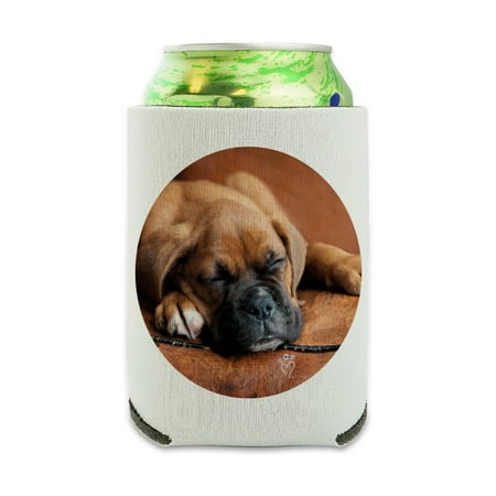 

Boxer Puppy Dog Sleeping in Leather Chair Can Cooler - Drink Sleeve Hugger Collapsible Insulator - Beverage Insulated Holder