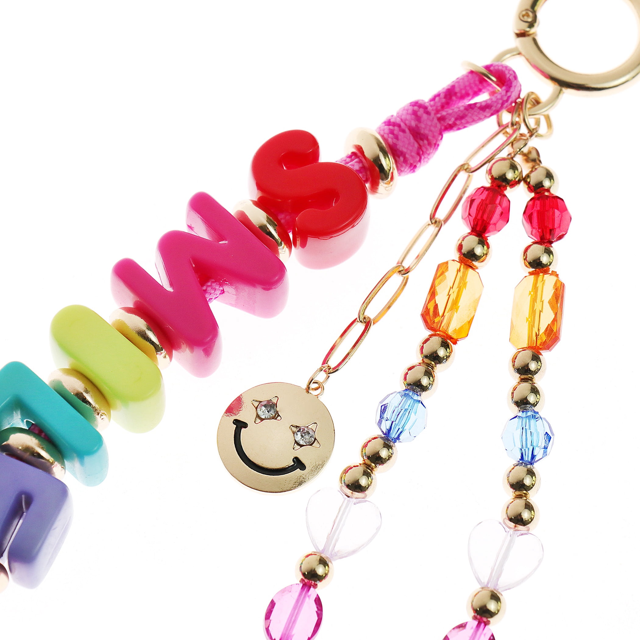 Wonder Nation 1 Piece Bag Charm with Smile Letter Beads