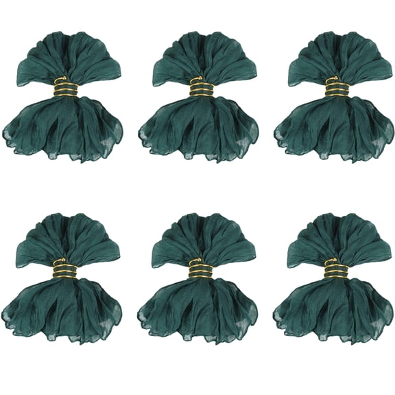 Cateissary Lote de 6 servilletas de gasa balinesa plisada cuadrada de color liso para decoración de elegante para fiestas y eventos. Mostrada verde negruzco