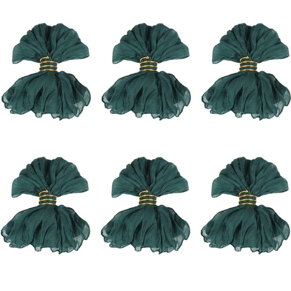 Naiovety Paquete de 6 servilletas plisadas de gasa balinesa para decoración de bodas y fiestas, elegantes para un día especial. Mostrada verde negruzco