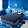 thumbnail image 3 of meiyoeat Cute Shark 7 Pieces Full Size Bedding Sets,Kawaii Ocean Animal Full Size Bed in a Bag For Boys Kids,Navy Blue Reversible, 3 of 7
