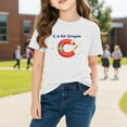 thumbnail image 4 of Girls Cotton Graphic T-Shirt | C is for Crayon Alphabet Educational Top | Soft Kids Shirt for Girls | Sizes 4-10 White,Size 4 T, 4 of 9
