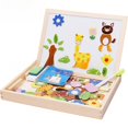 thumbnail image 1 of Juguetes para niños, rompecabezas magnético de madera, rompecabezas de animales, tablero de dibujo magnético de doble cara, rompecabezas para niños, 1 of 3