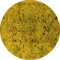 thumbnail image 1 of Ahgly Company Machine Washable Indoor Round Oriental Yellow Industrial Area Rugs, 7' Round, 1 of 4