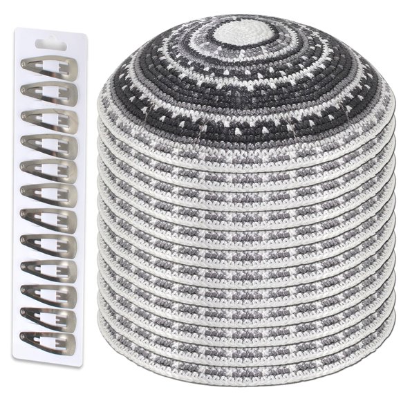 Gorro Kippá Tejido Judaica Zion 15 cm Algodón Gris