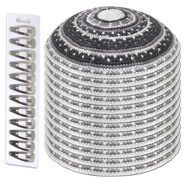 Gorro Kippá Tejido Judaica Zion 15 cm Algodón Gris