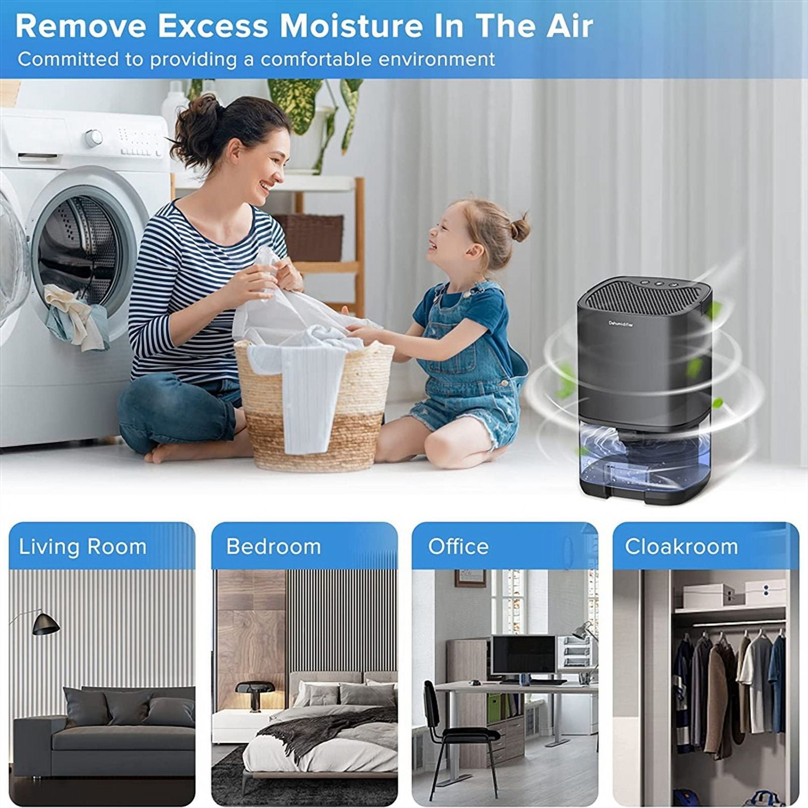 Dehumidifier, Dehumidifiers for Home 35Oz Dehumidifier for Bathroom 2500 Cubic Feet(280 Sq Ft) US Plug,1 x dehumidifier,White