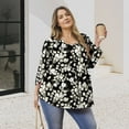 thumbnail image 5 of Womens Plus Size Tunics Tops 3/4 Sleeve Shirts Pleated Floral Blouses XL-5XL, 5 of 7