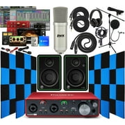 Focusrite Scarlett 2i2 2x2 USB Audio Interface with Creative Music Software Kit with Mackie CR3-X Pair Studio Monitors, 24 Pack Acoustic Soundproof Studio Foam Wedges Sound Insulation Panels