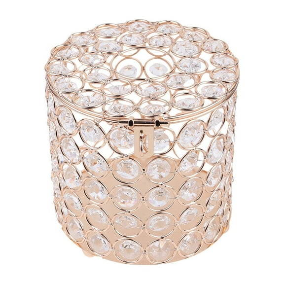 ULTNICE 1Pack Round Tissues Holder For Car Golden Metal Imitation Pearl Cylinder For Bathroom And Home Use