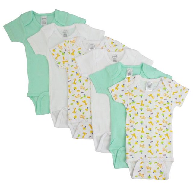 CS-004S-004S Garçons Manches Courtes & Imprimé, Blanc & Vert - Petit