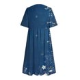 thumbnail image 5 of GaThRRgYP Maxi Dresses for Women 2025,Women Fashion Summer Spring Round Neck Short Sleeve Printing Pocket Casual Loose Mid-Calf Dress Navy XXL, 5 of 5