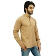 thumbnail image 4 of Atasi Ethnic Men's Short Kurta Light Brown Mandarin Collar Cotton Shirt-XXX-Large, 4 of 7