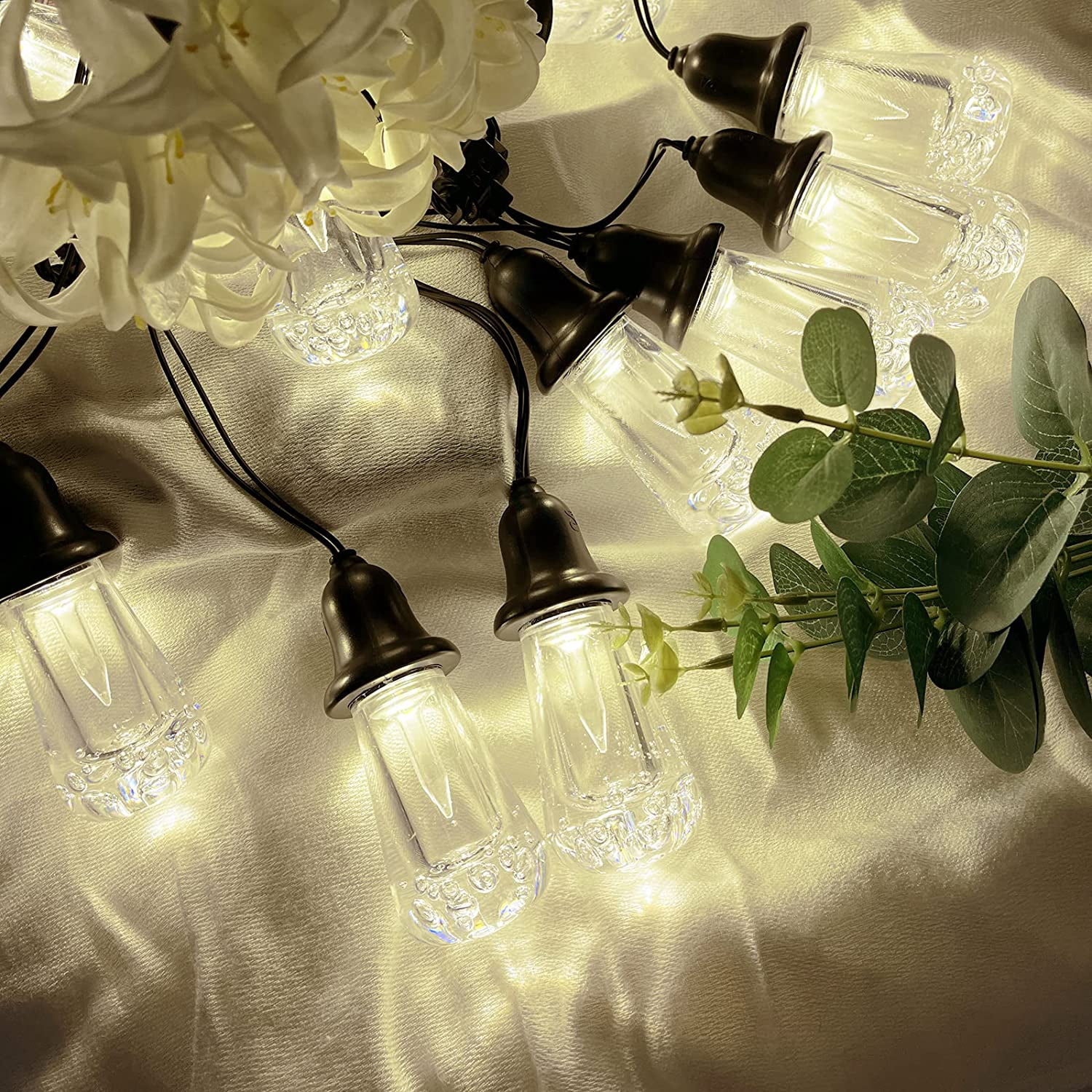 Bibana 60 FT Outdoor String Lights Commercial Grade Vintage Shatterproof Bulbs Weatherproof Patio String Lights for Wedding, Party, Holiday, Christmas, Birthday, Gathering Decoration (Warm)